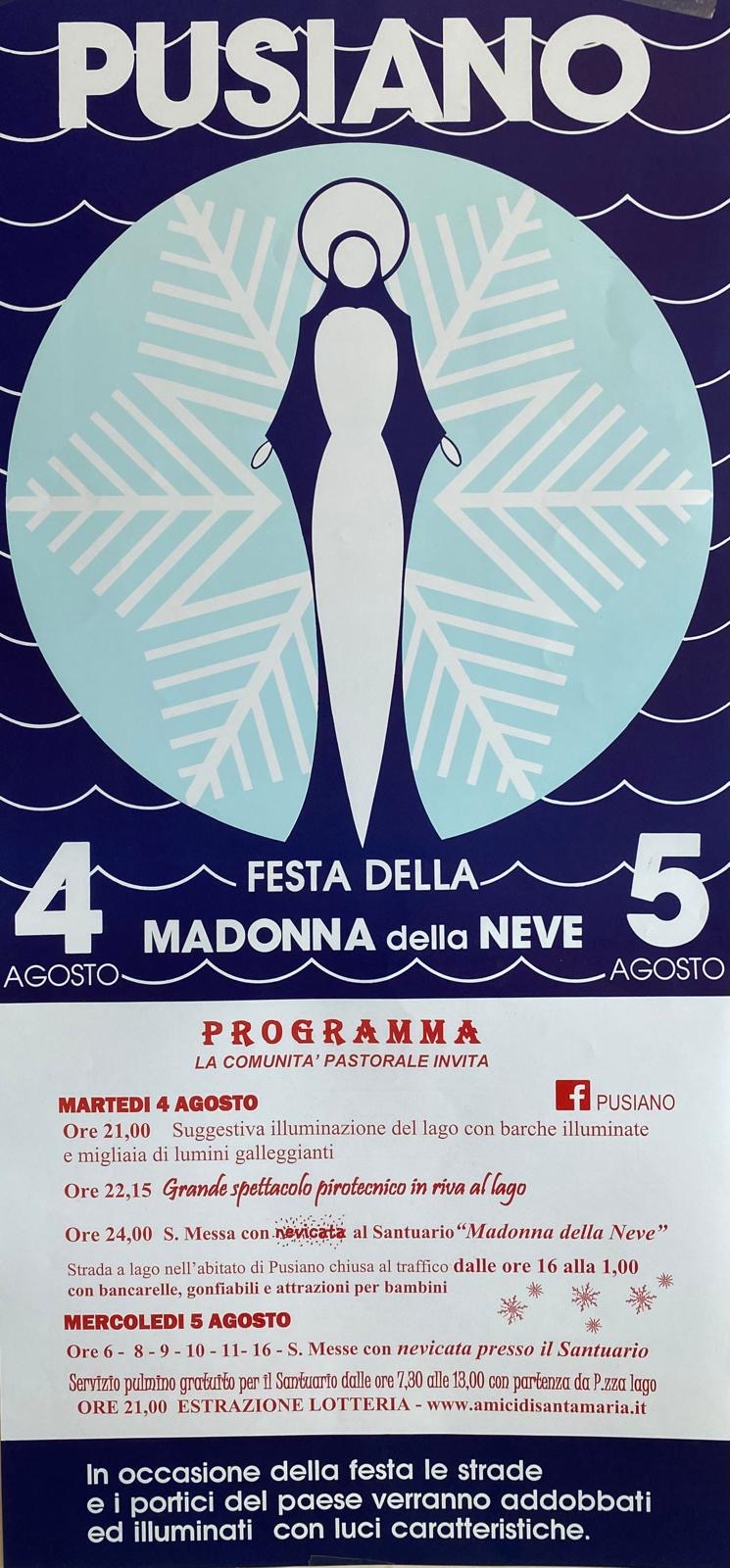 Locandina Festa Madonna della Neve 2026
